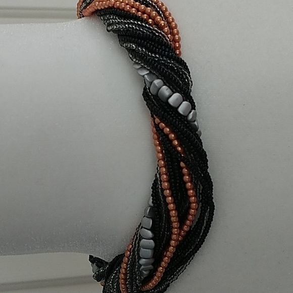 Multi Beaded twisted  strand Chocker Necklace - Picture 5 of 10